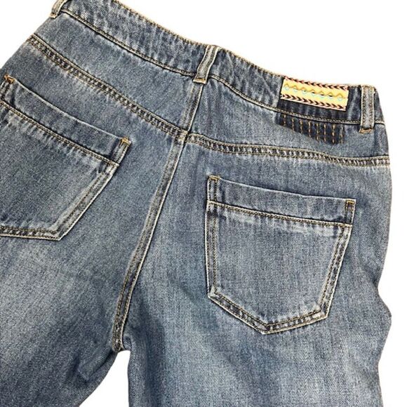 Etam WEEKEND Pearl Rhinestone Embellished Distressed Relaxed Jeans Size 29 - Picture 7 of 10